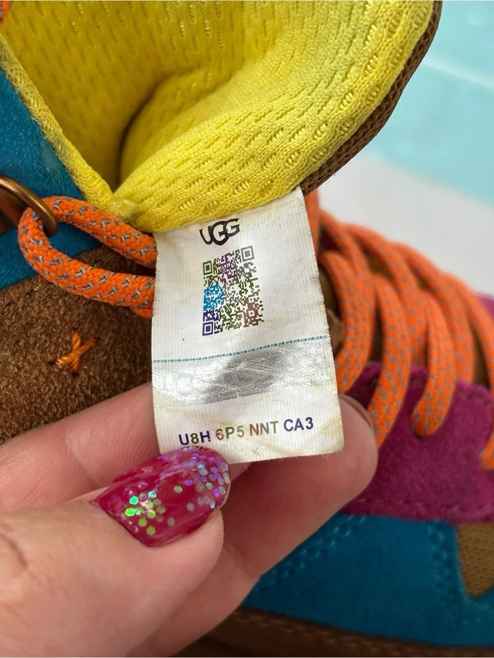 UGG Kids Brown High-Top Sneakers with Blue, Purple & Orange Accents